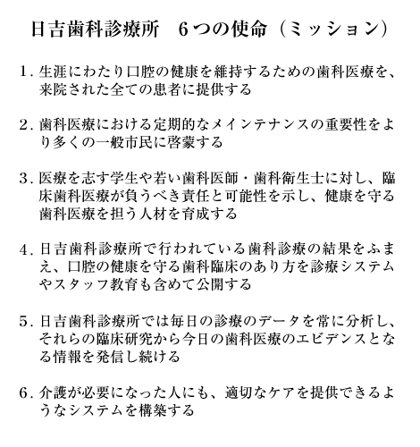 日吉歯科診療所の6つの使命